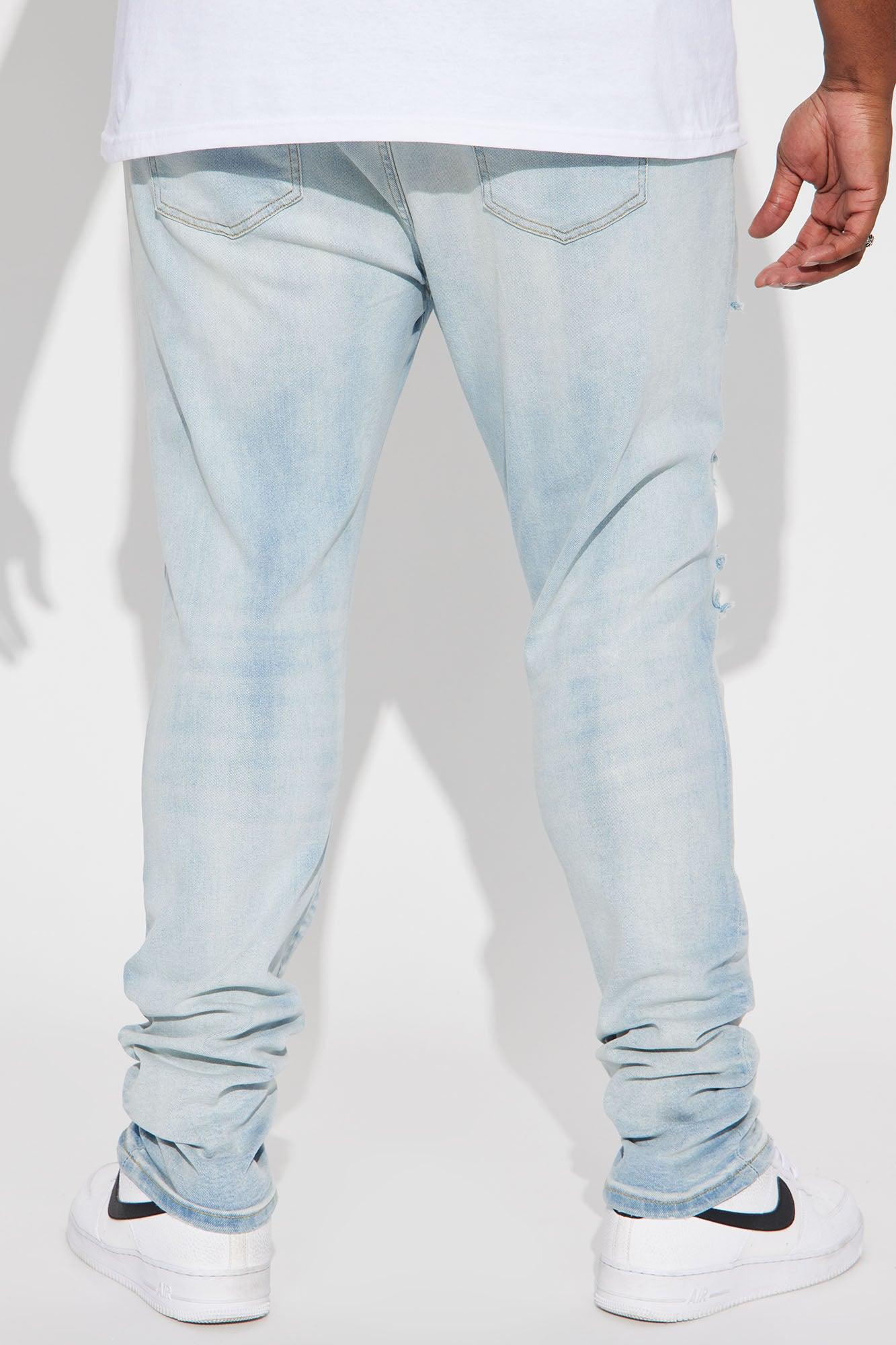 Down Hill Stacked Skinny Jeans - Light Blue Wash Product Image