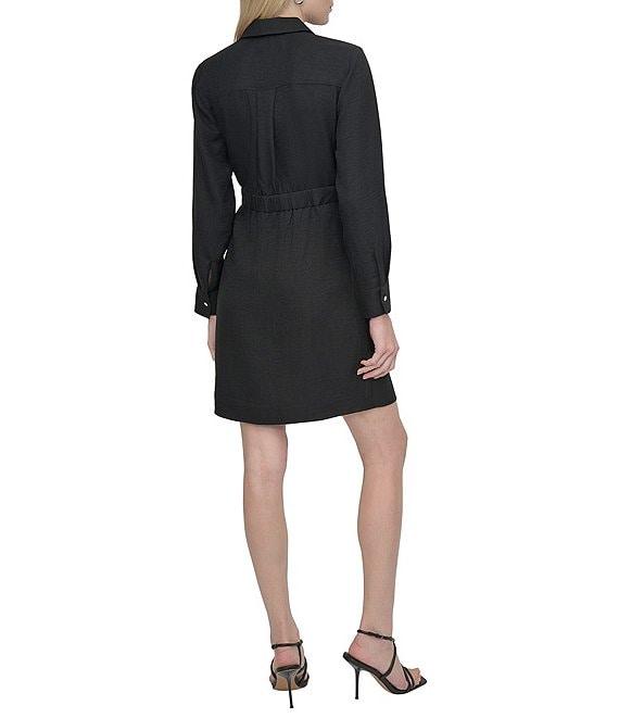 DKNY by Donna Karan Point Collar Long Sleeve Button Front Melange Washer Shirtdress Product Image