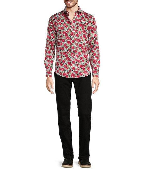 Murano Corsa Di Cavalli Derby Collection Slim Fit Rose Print Long Sleeve Woven Shirt Product Image
