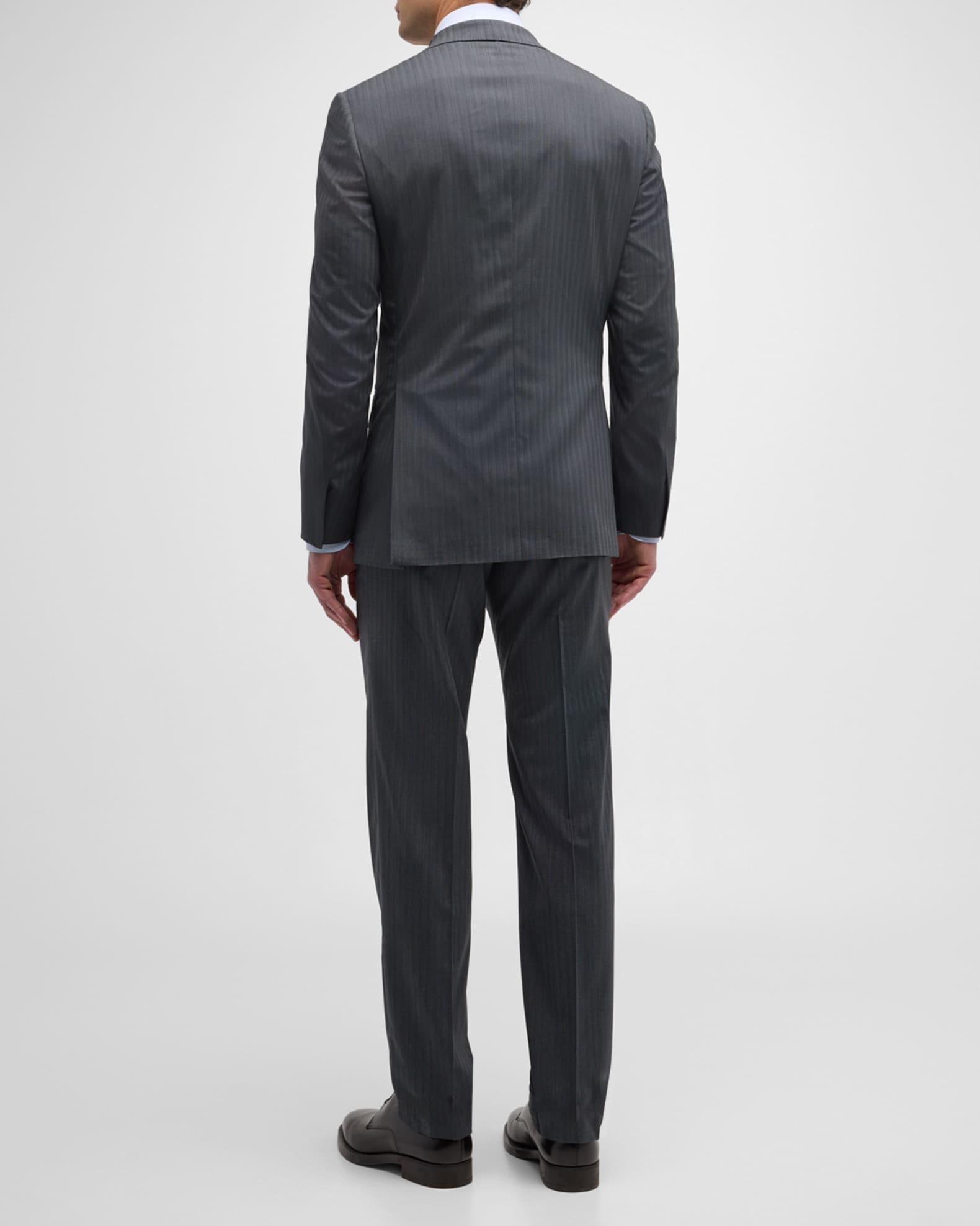 Men's Tonal Striped Wool Suit Product Image
