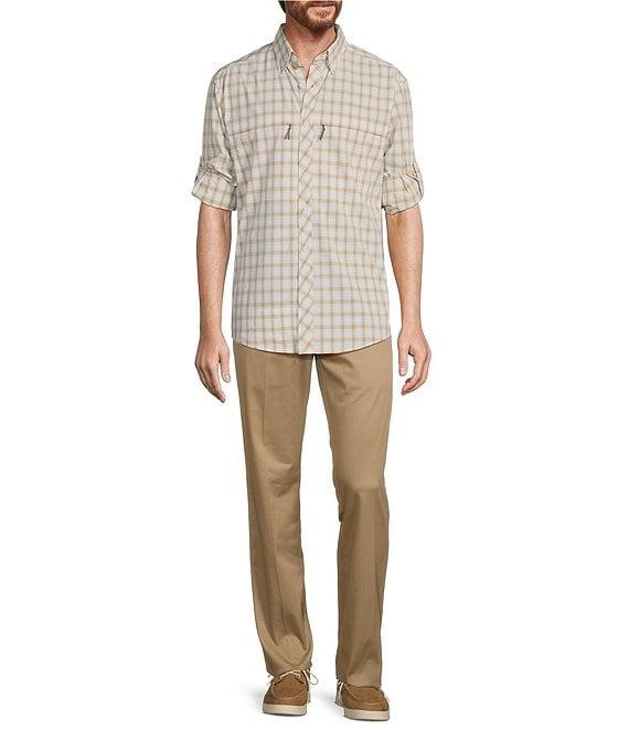 Roundtree & Yorke The Charter Performance Vented Long Sleeve Medium Plaid Fishing Sport Shirt Product Image