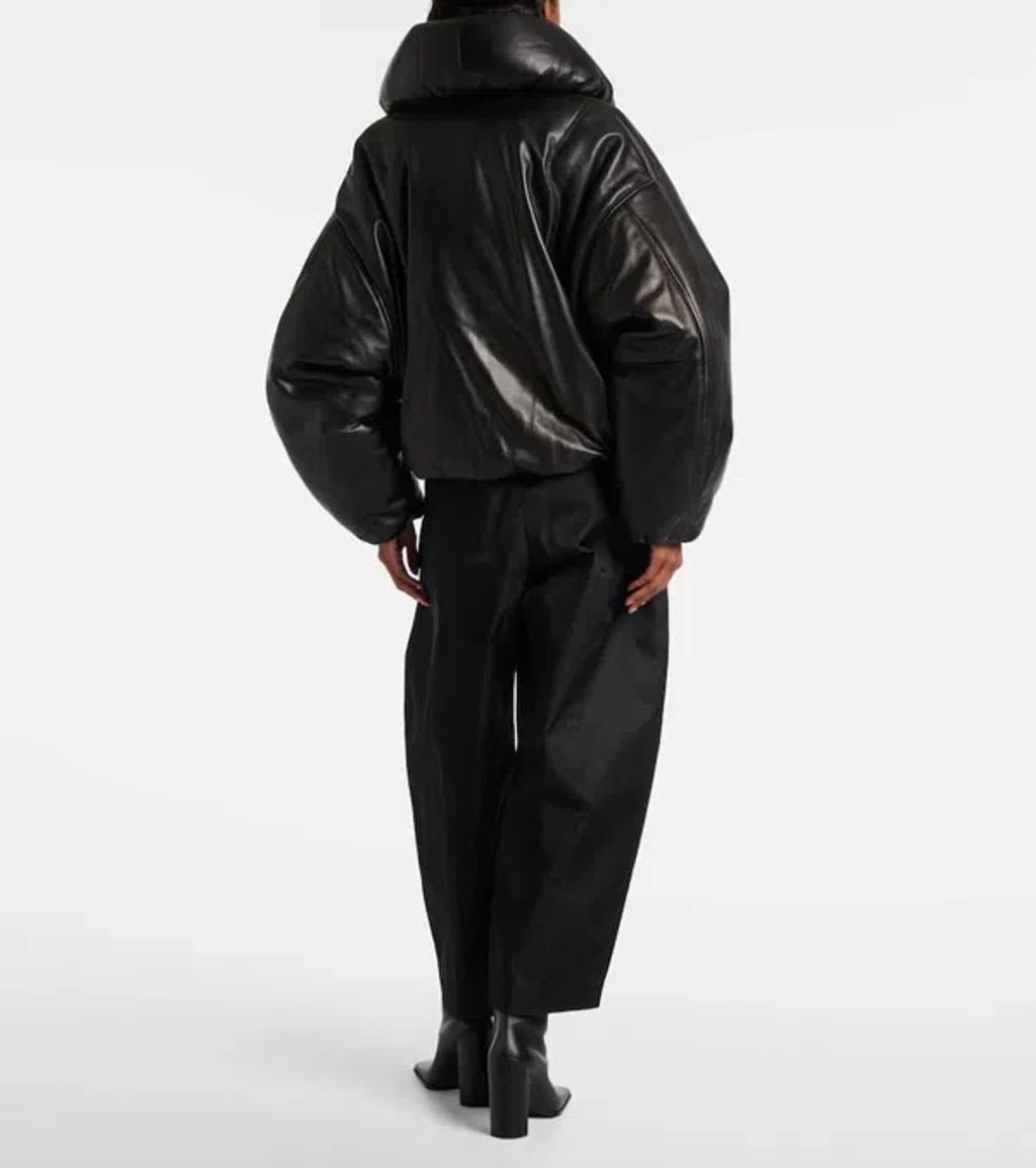 ALAÏA Padded Leather Bomber Jacket In Black Product Image