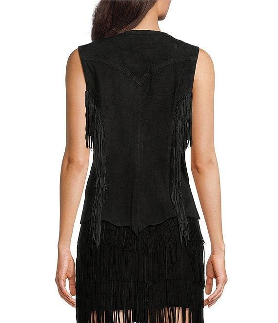 Scully Leather V-Neck Fringe Snap Front Vest Product Image