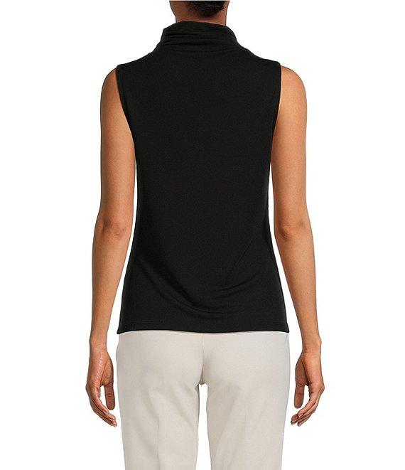 Donna Karan Stretch Draped Mock Neckline Sleeveless Top Product Image