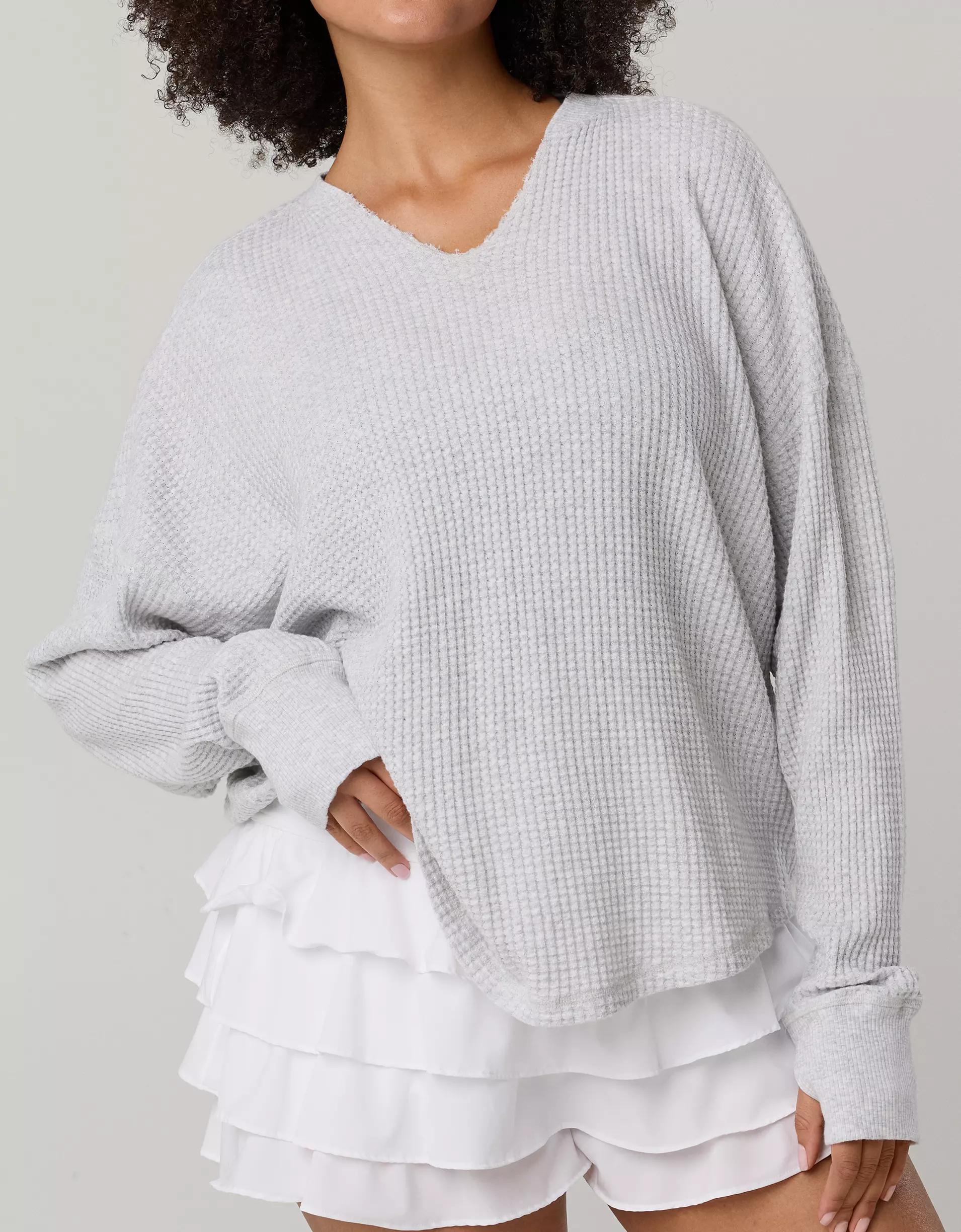 OFFLINE By Aerie Wow! Waffle Notch Neck Long Sleeve T-Shirt Product Image