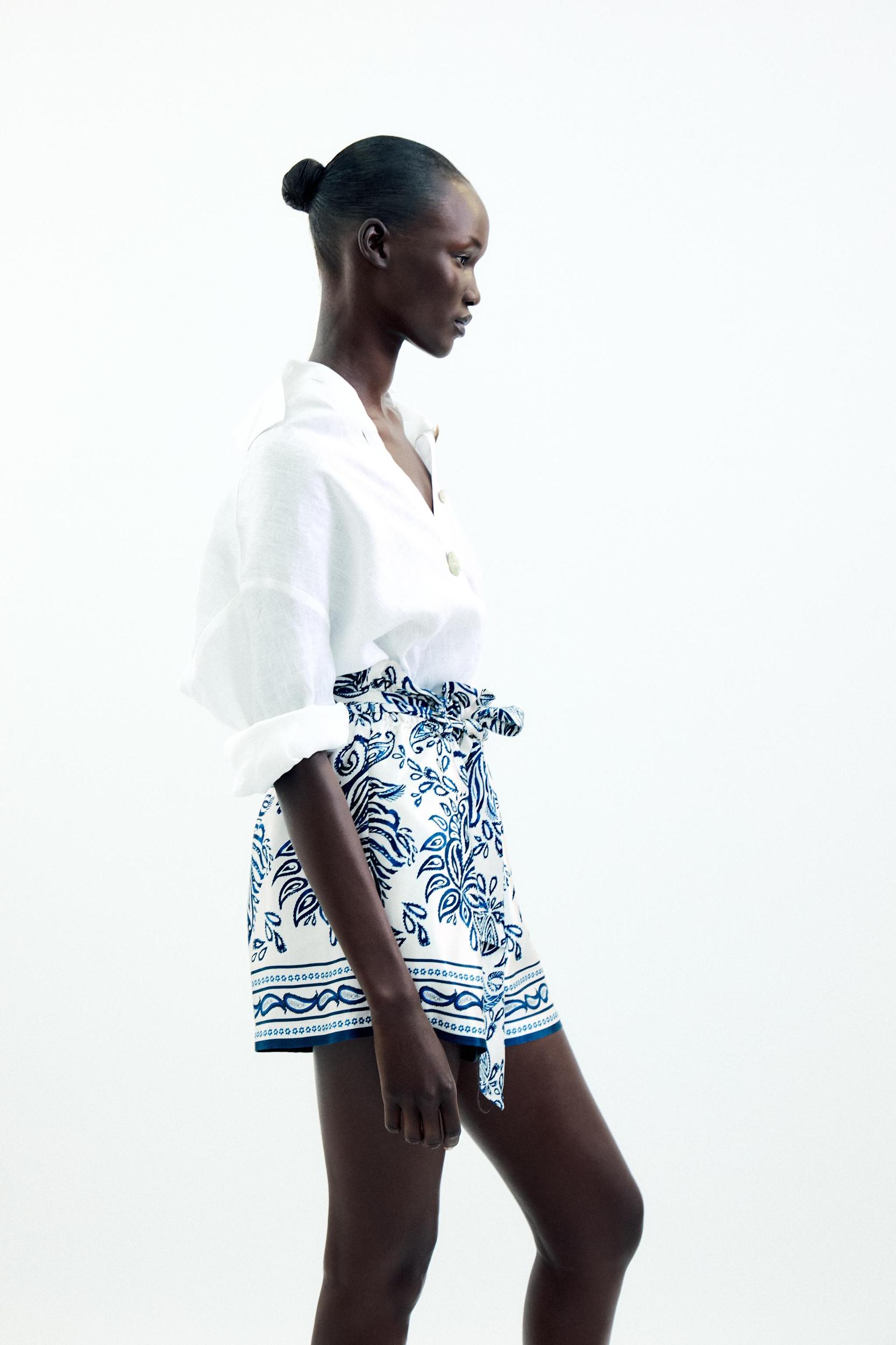 PRINTED SATIN EFFECT PAPER BAG SHORTS Product Image