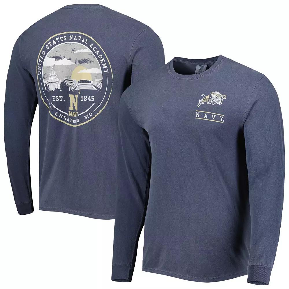 Men's Navy Navy Midshipmen Circle Campus Scene Long Sleeve T-Shirt,  Product Image