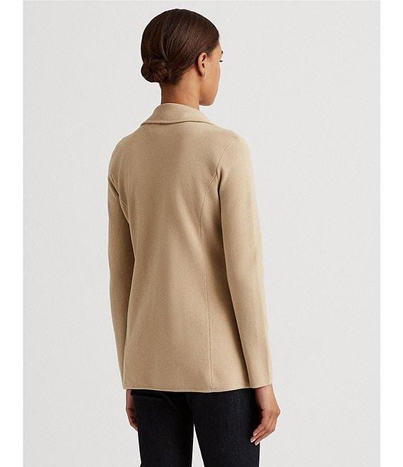Lauren Ralph Lauren Notch Lapel Long Sleeve Cotton Knit Blazer Product Image