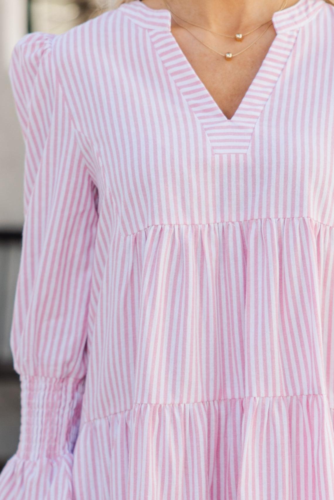 In Your Happy Place Striped Pink Striped Dress Female Product Image