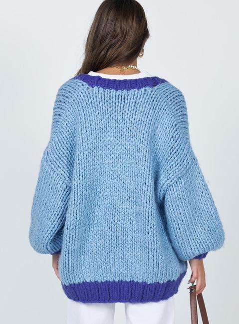 Lester Knit Cardigan Blue Product Image