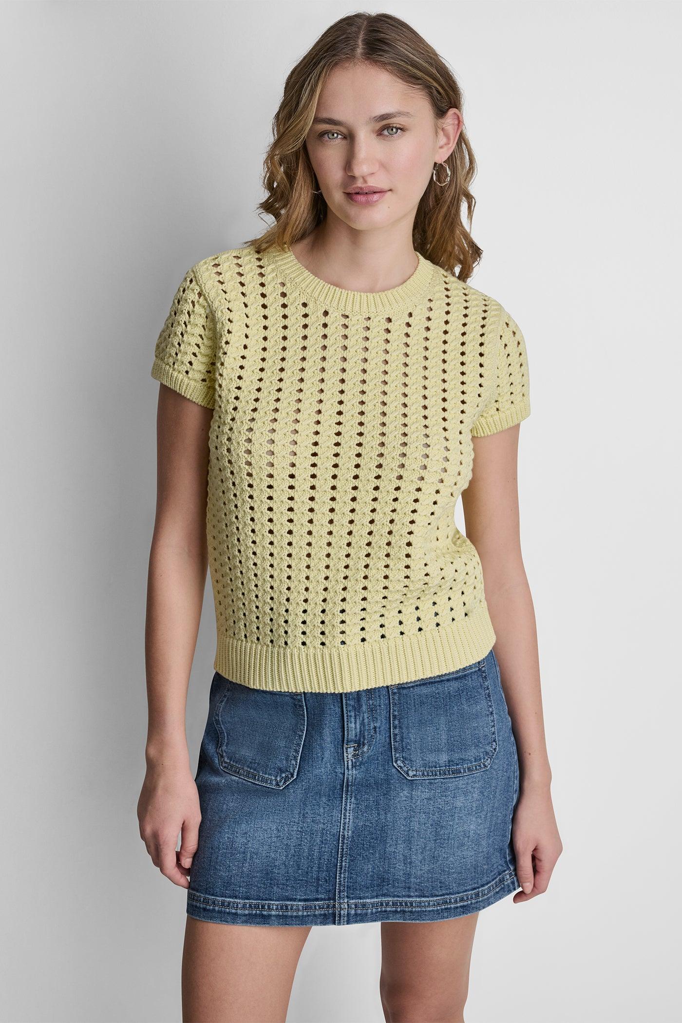 CHUNKY POINTELLE SHORT SLEEVE SWEATER Product Image