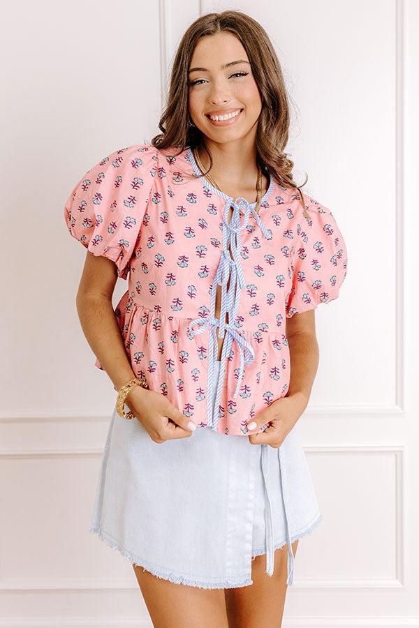 Caught Your Eye Floral Front Tie Top Product Image