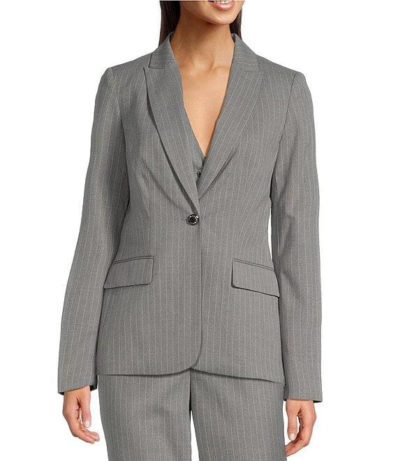 Calvin Klein Pinstripe Peak Lapel One-Button Jacket Product Image