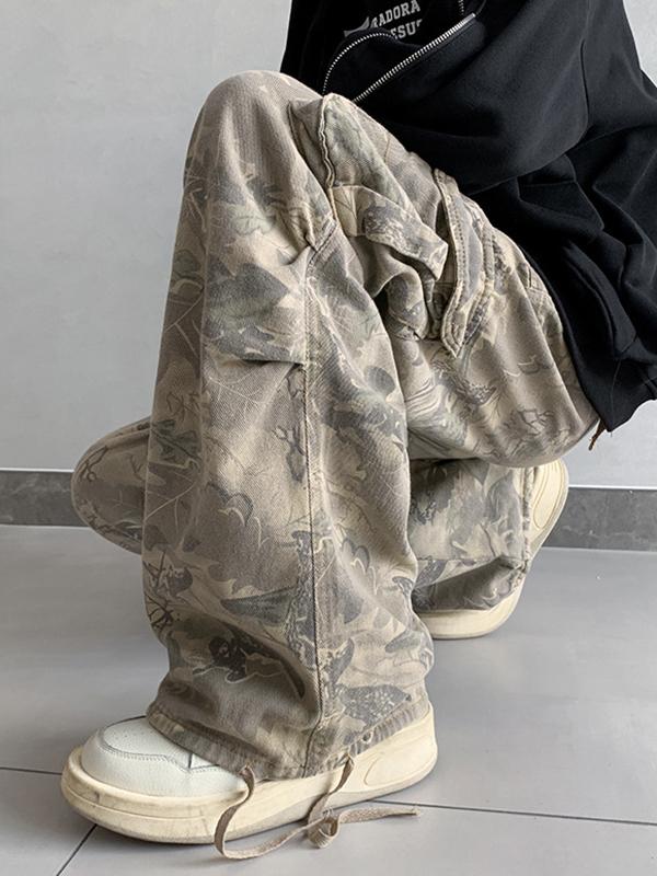 High Street Handsome Men With Loose Straight Legs Loose Jeans Product Image