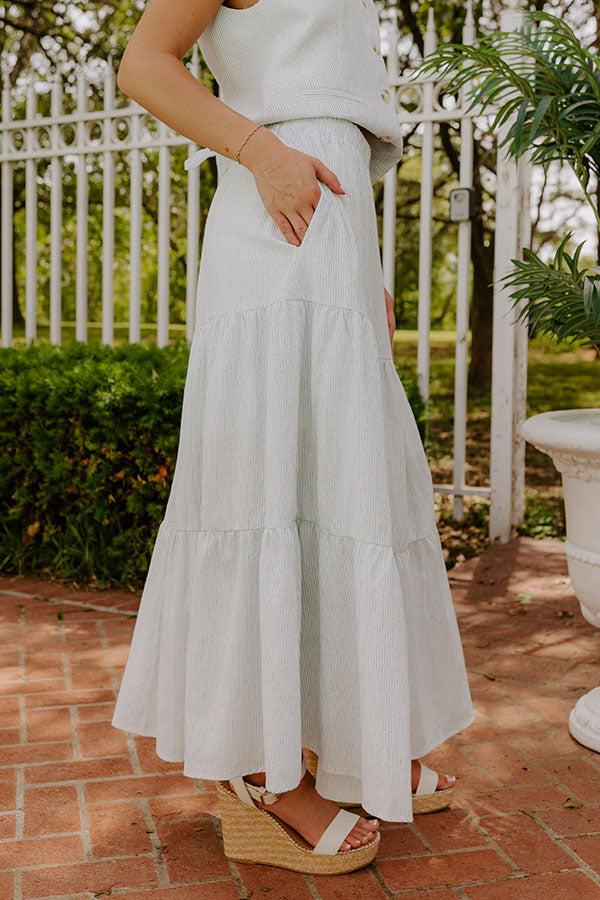 Coastal Chic High Waist Linen-Blend Stripe Maxi Skirt Product Image