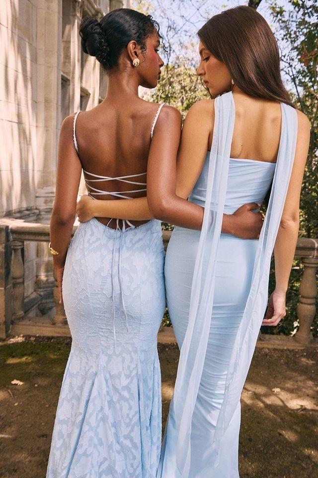 Joan  bluebell lace up back maxi dress Product Image