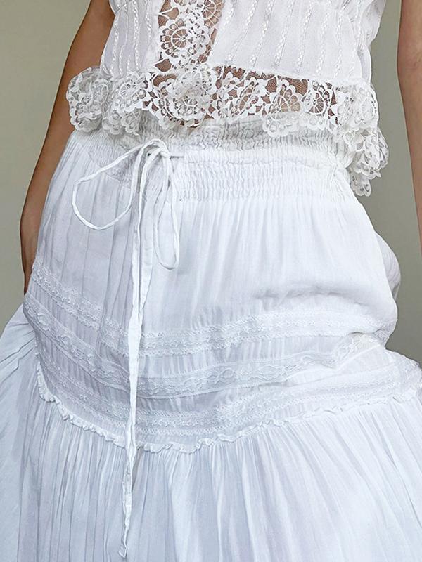 Lace Patchwork Peplum Maxi Skirt Product Image