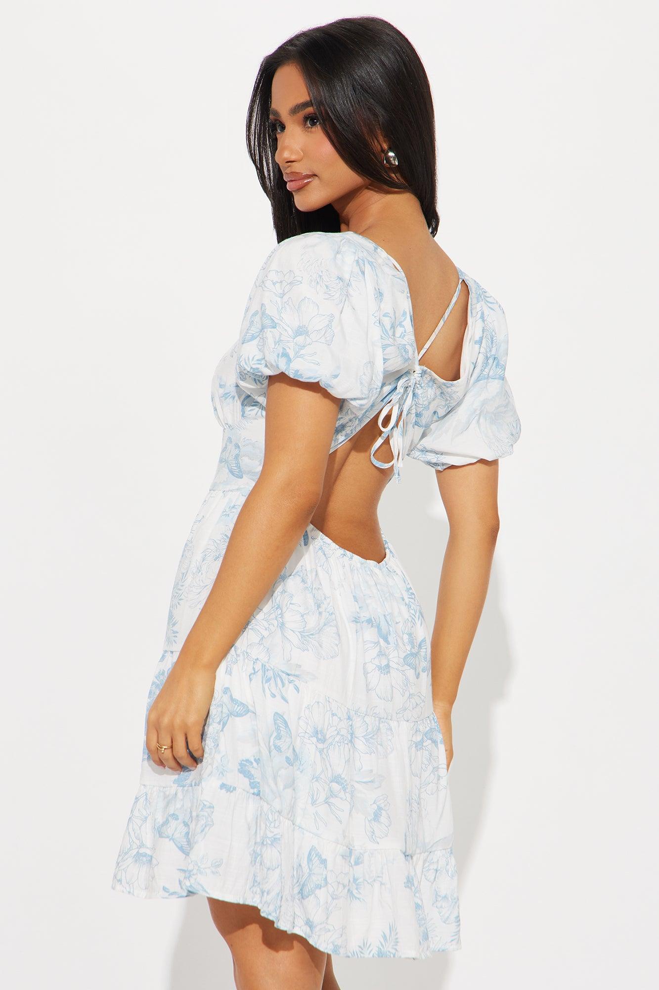 Nicole Floral Mini Dress - Blue/combo Product Image