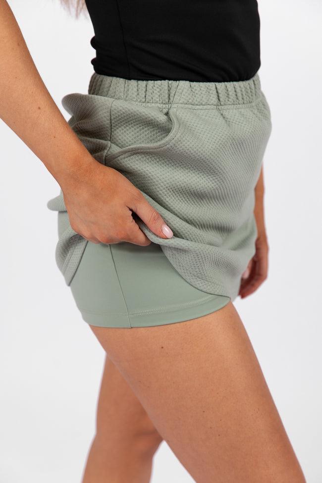 Have It My Way Sage Textured Knit Skort FINAL SALE Product Image