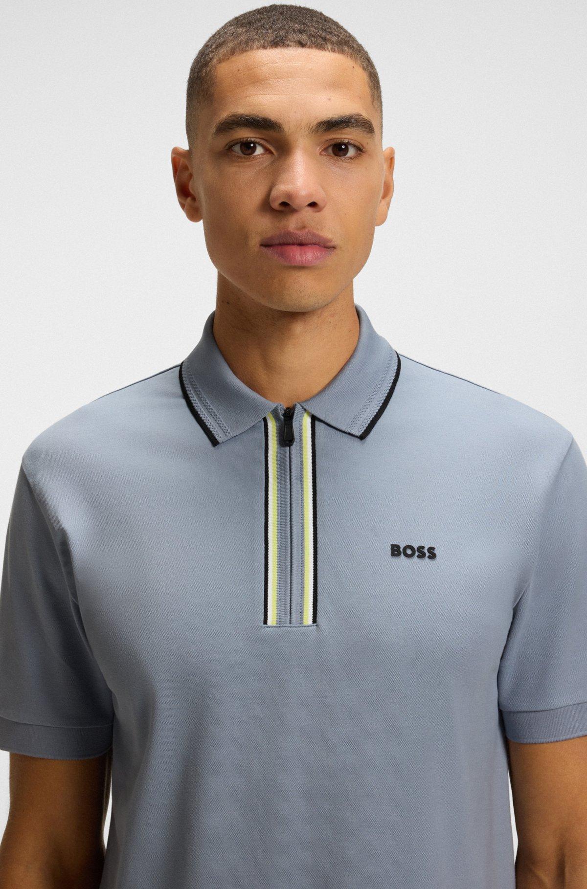 BOSS - Slim-fit polo shirt in quick-dry stretch cotton - Dark Grey Product Image