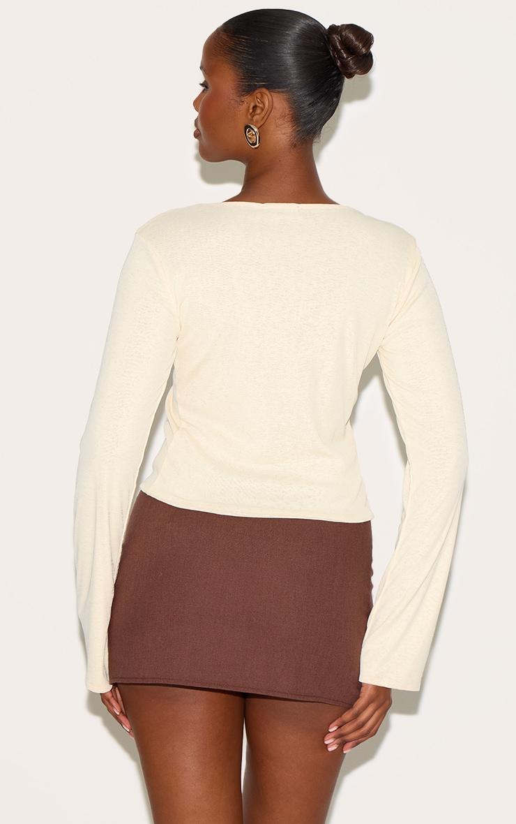 Almond Onion Skin Boatneck Flute Sleeve Long Top Product Image