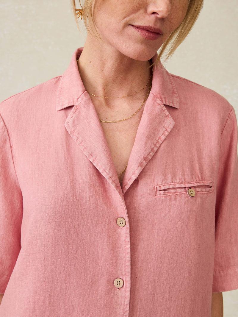 Paradise Point Linen Dress - Withered Rose Product Image