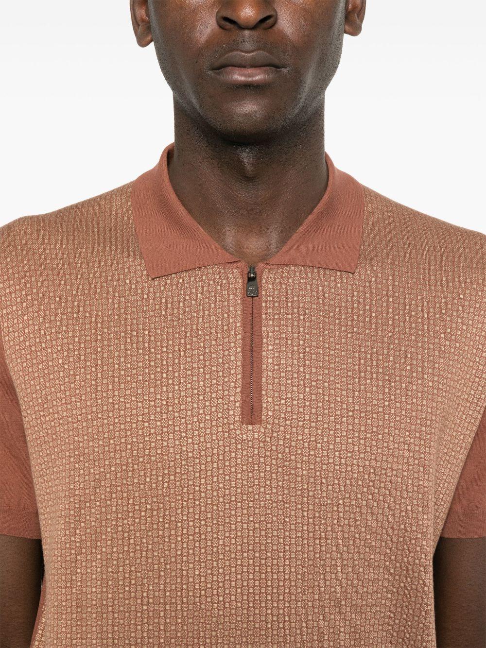 patterned intarsia knit polo shirt Product Image