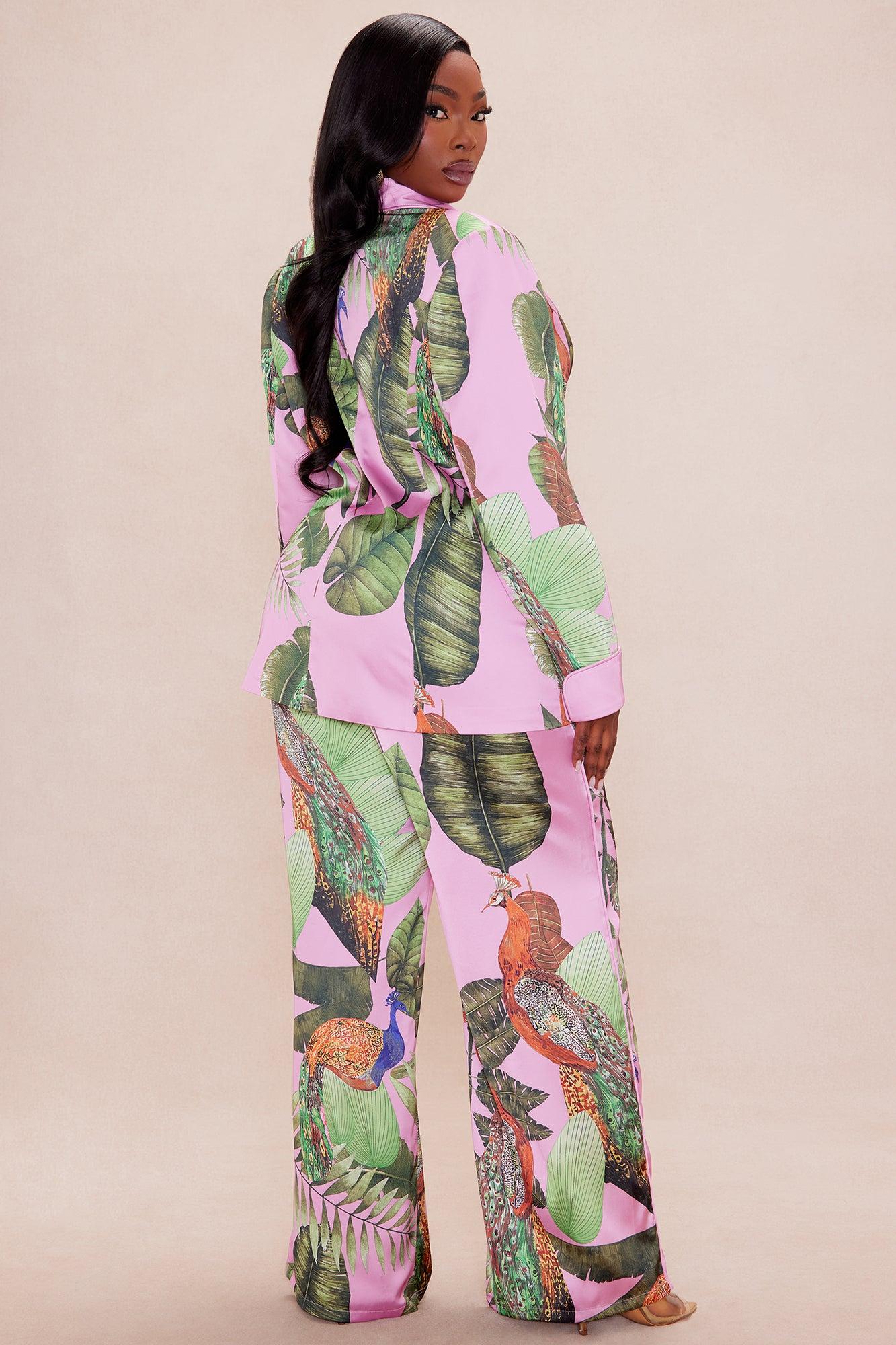 Private Island Satin Suit Set - Pink/combo Female Product Image