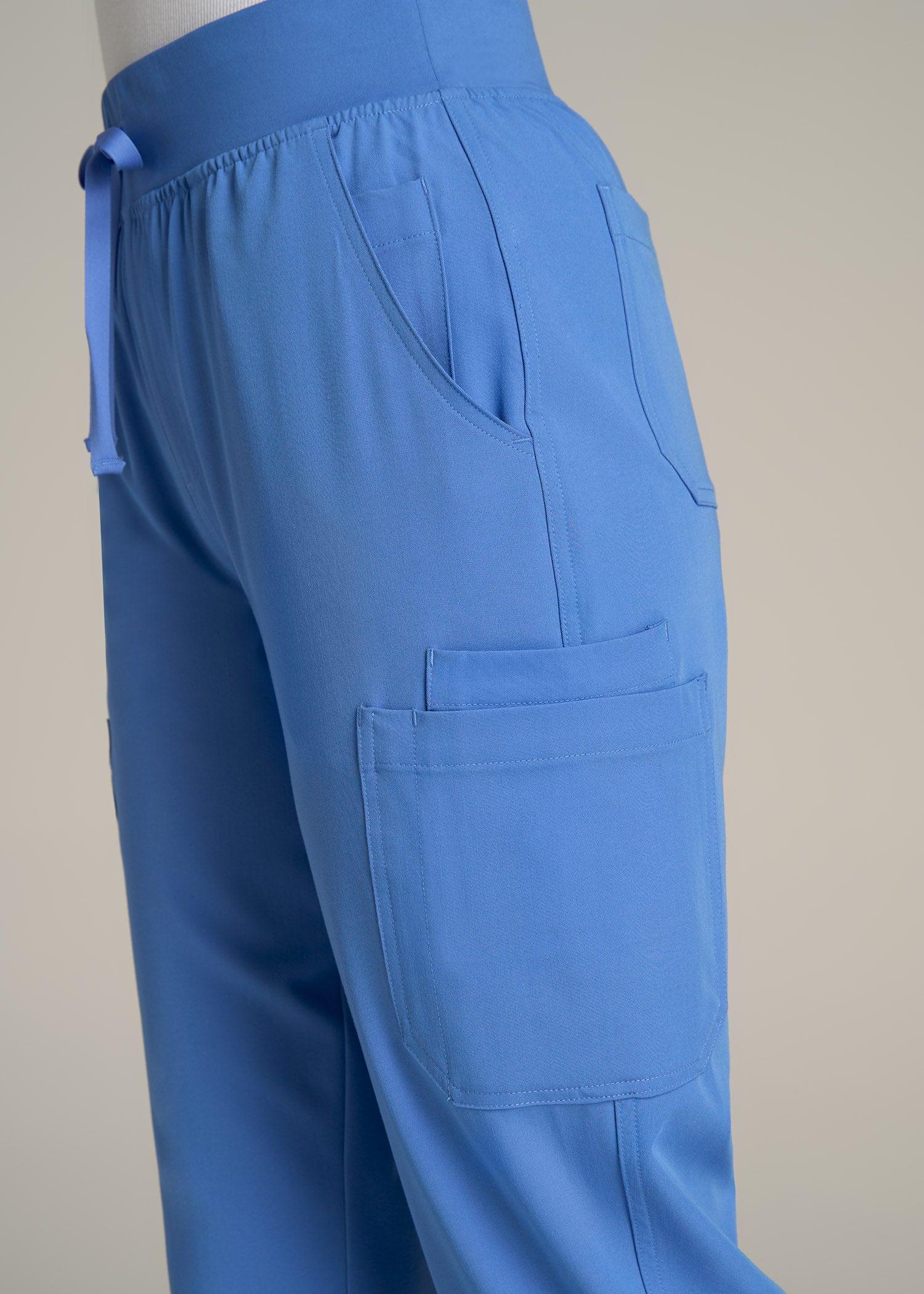 Cargo Scrub Pants for Tall Women in Deep Sky Blue Female Product Image
