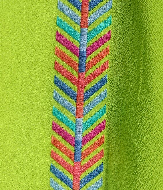 Calessa Plus Size Embroidered Ruffle Split V-Neck 3/4 Sleeve Tunic Product Image