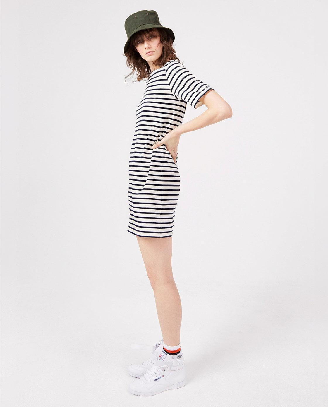 The Tee Dress - Cream/Navy Female Product Image