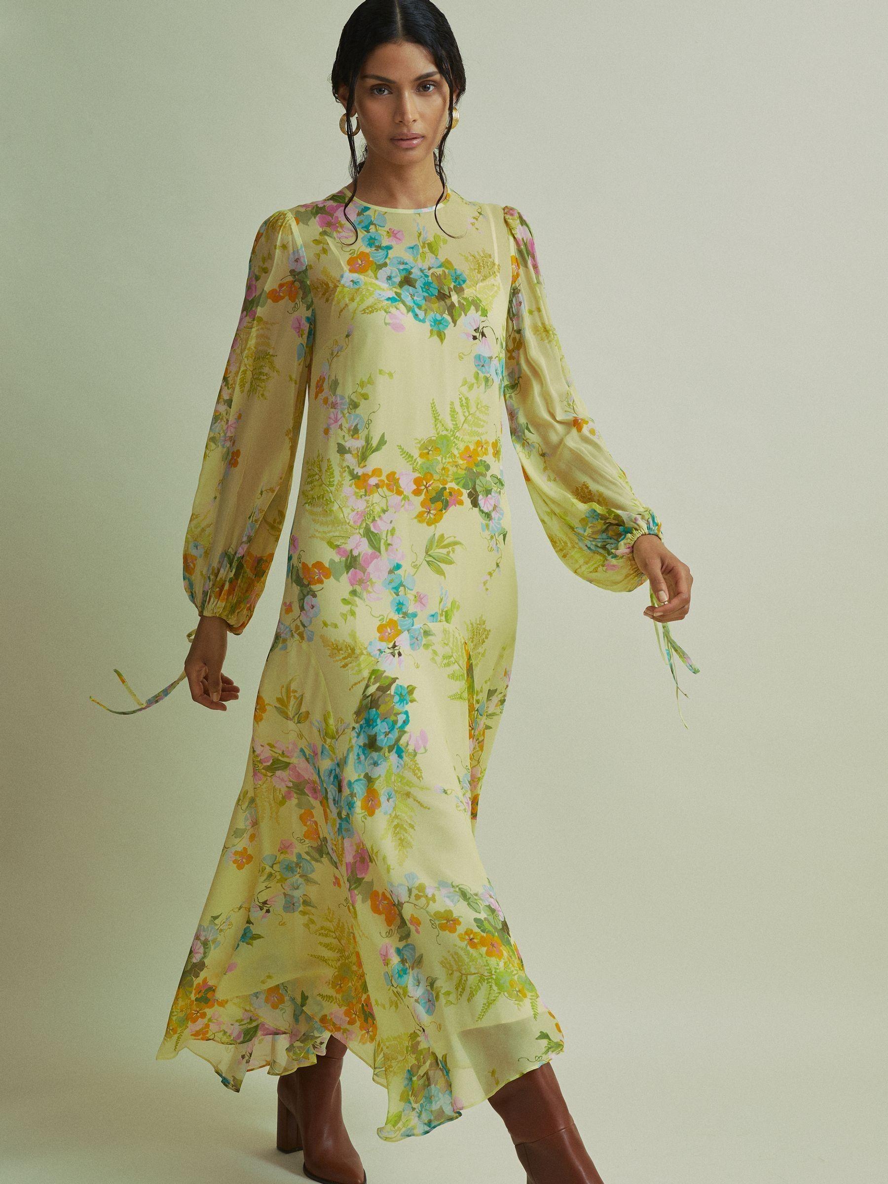 Florere Asymmetric Midi Dress in Pale Green Product Image