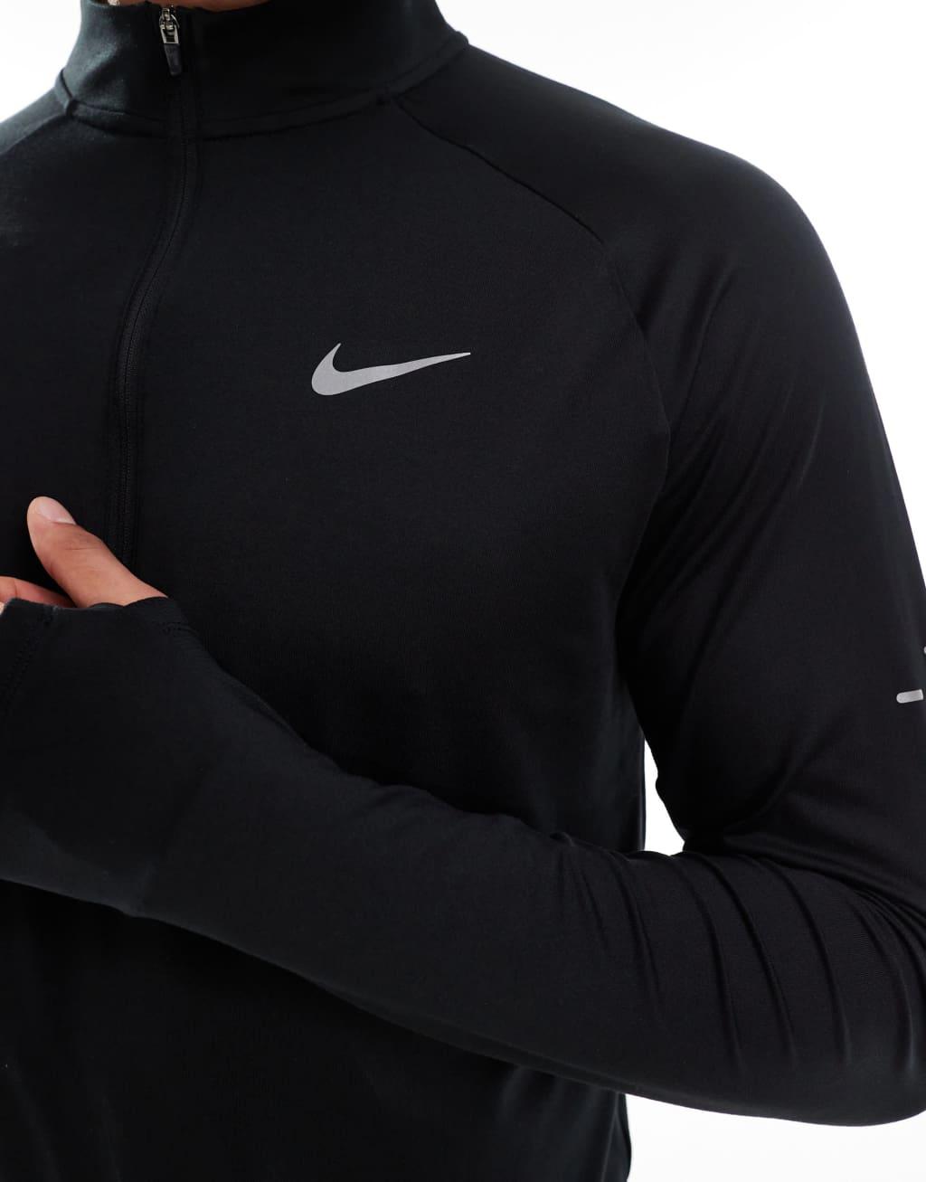 Nike Running Stride half zip sweatshirt in black Product Image