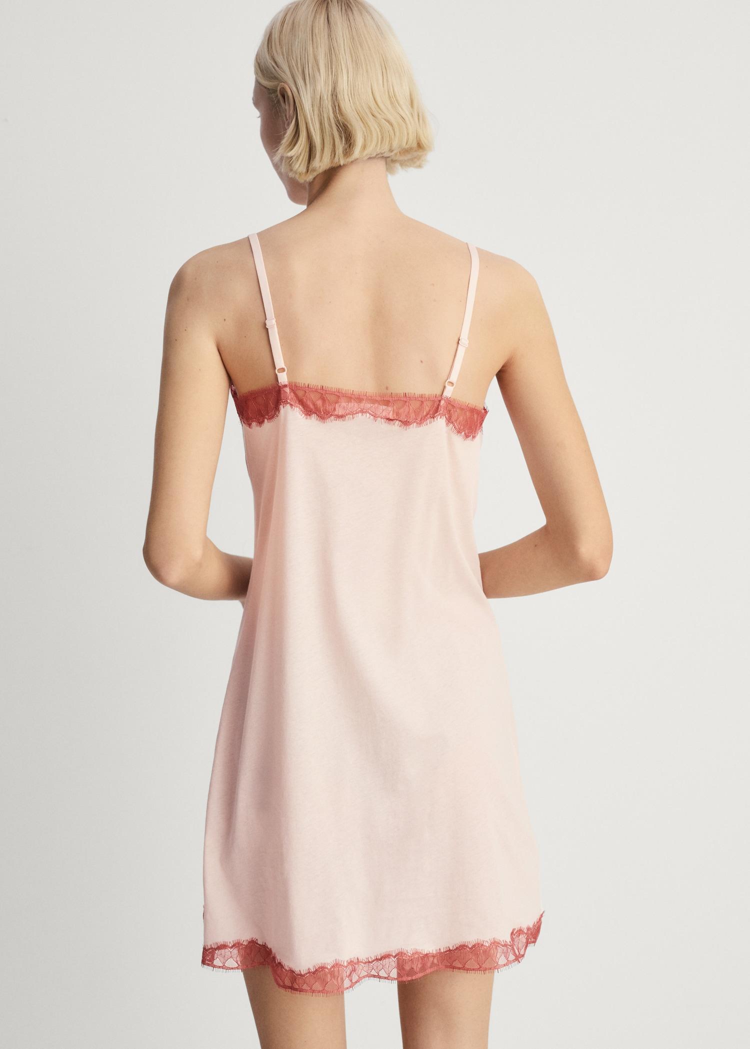 Lace-trimmed nightgown - Women | MANGO USA Product Image