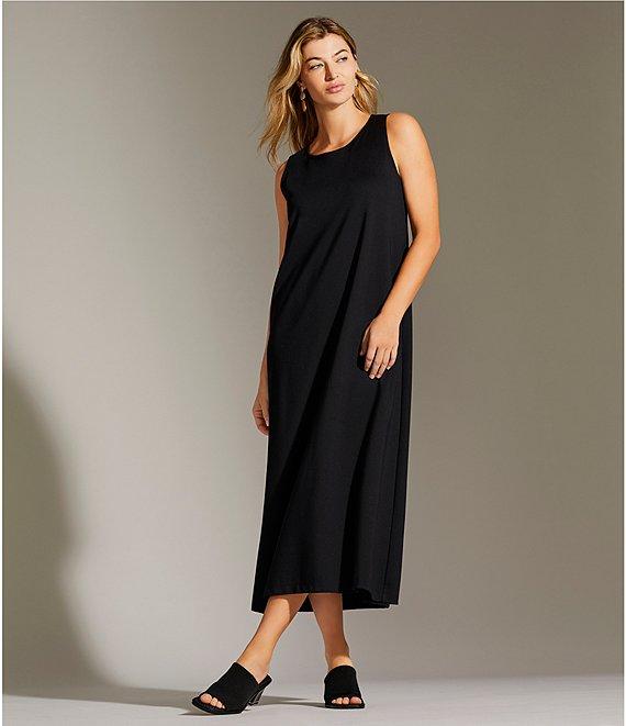 Bryn Walker Piers Stretch Modal Ponte Round Neck Sleeveless Waistless Midi Dress Product Image