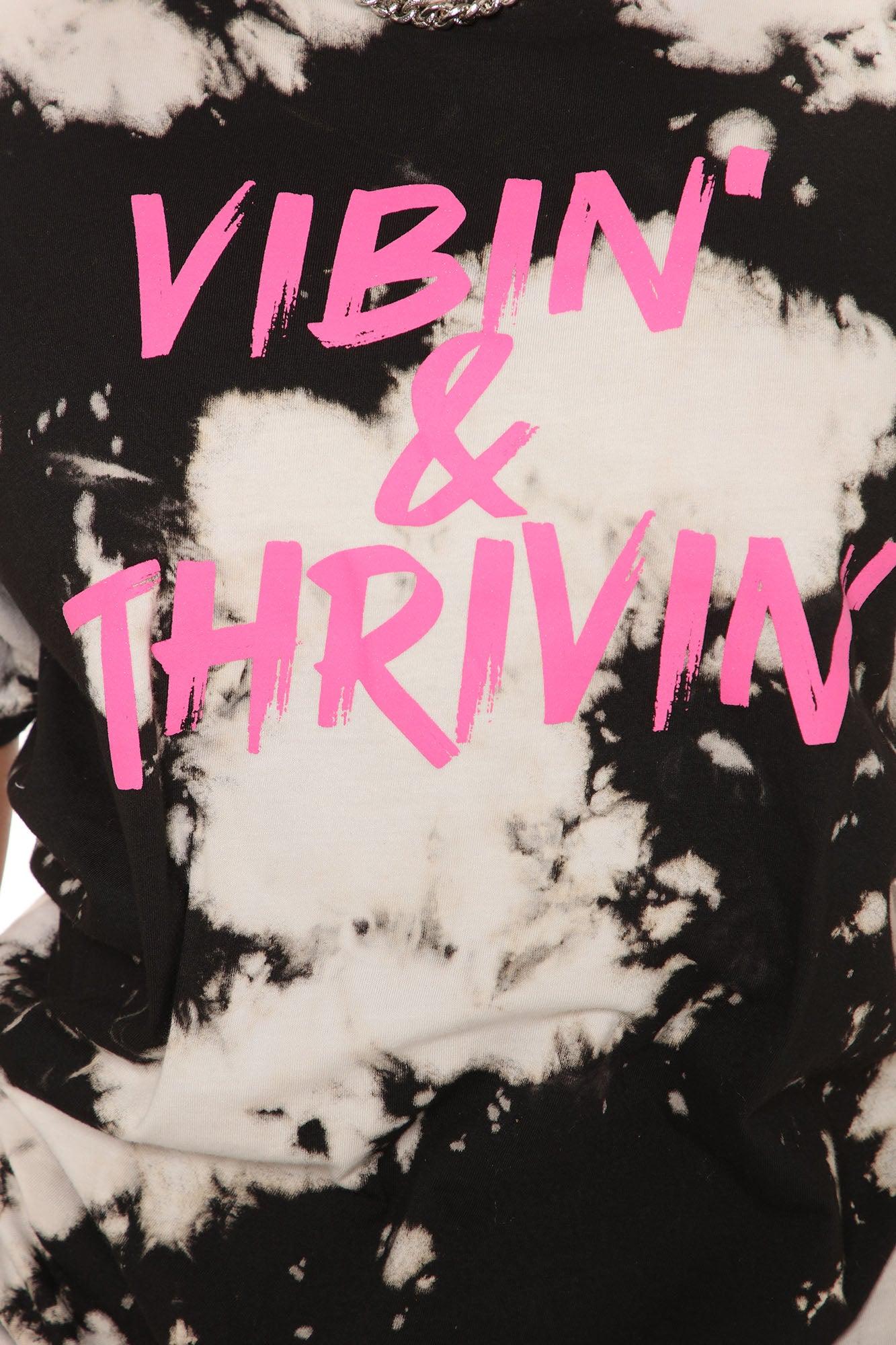 Positive Vibin' Tie Dye Top - Black/White Product Image