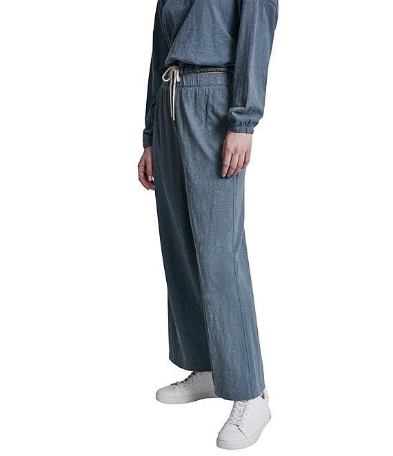 DKNY Sport by Donna Karan Coordinating Slub Knit Jersey High Rise Wide Leg Ankle Pants Product Image