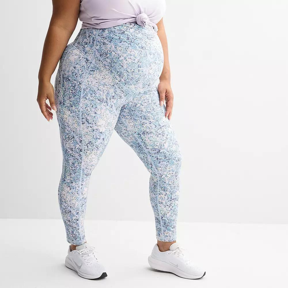 Plus Size Maternity Tek Gear® Ultrastretch 7/8th Leggings, Women's, Size: 3XL, Purple Spotted Product Image