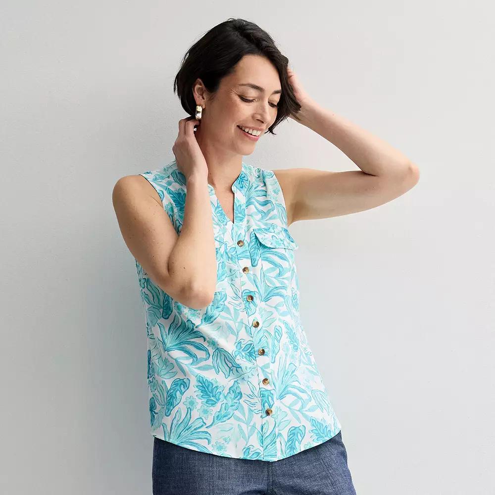 Women's Croft & Barrow® Y-Neck Tank Top,  Product Image