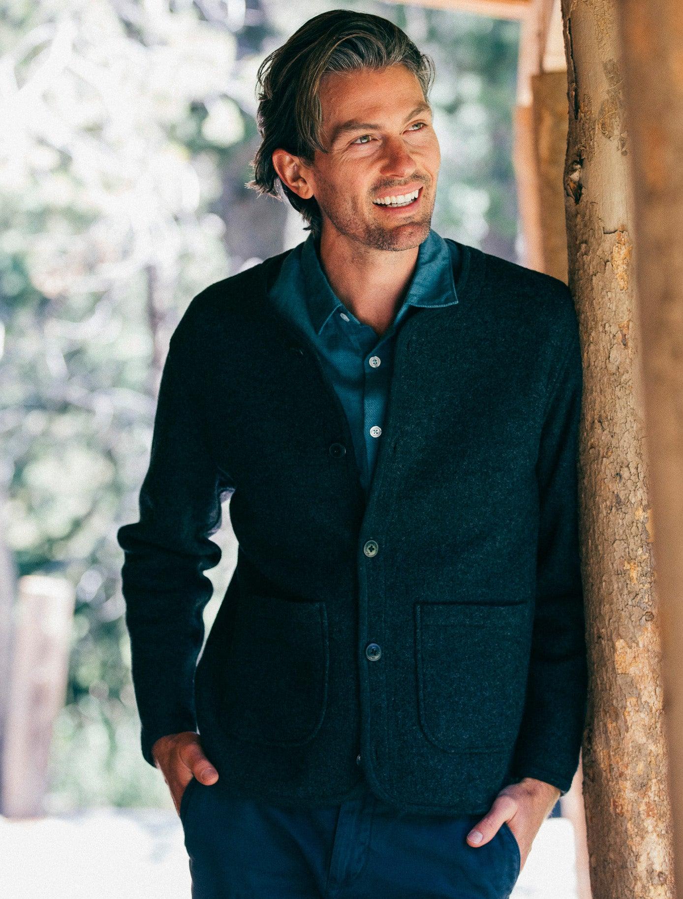 Burnham Knitted Boiled Wool Liner Jacket - Charcoal Product Image