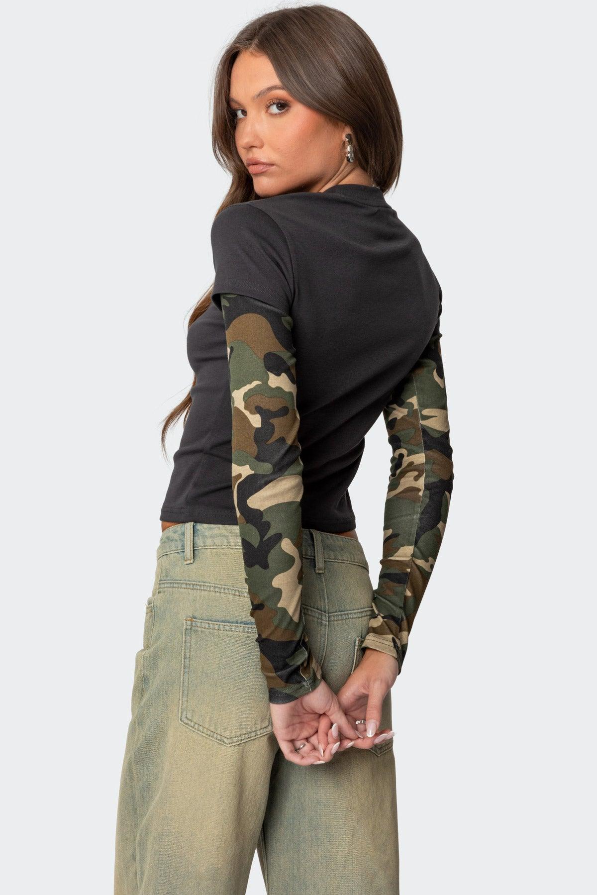 Camo Layered Long Sleeve T Shirt Product Image