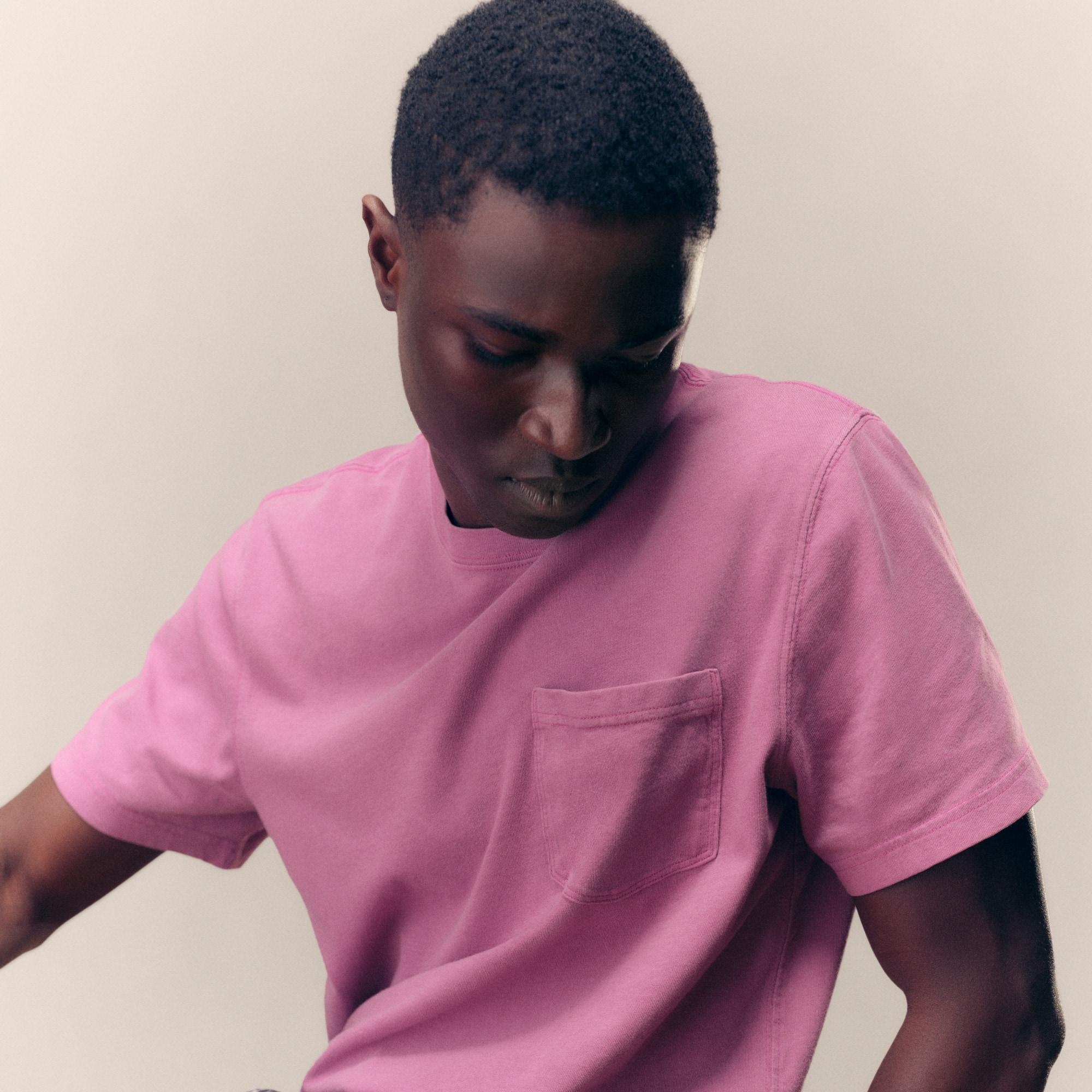 Vintage-wash cotton pocket T-shirt Product Image