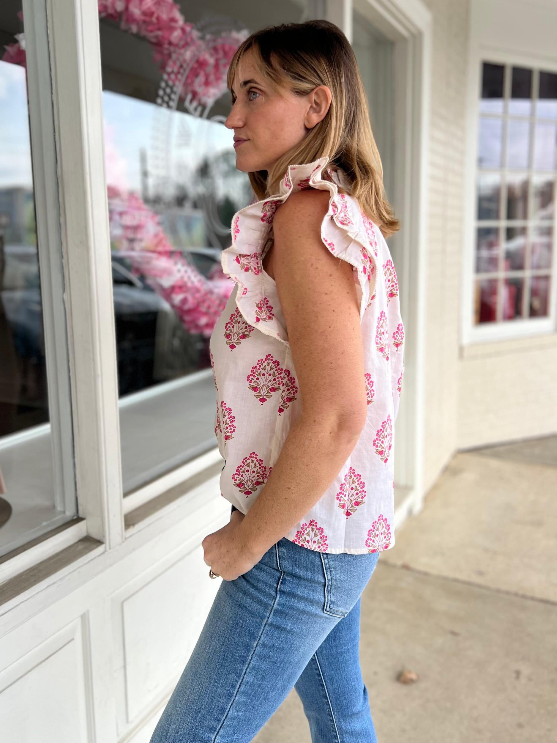 Sophie Floral Ruffle Sleeve Top Product Image