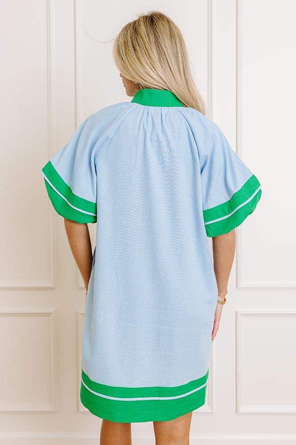 Boardwalk Babe Linen-Blend Mini Dress in Sky Blue Product Image