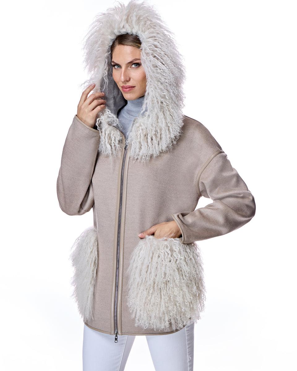 Wool blend Jacket with Mongolian Trim-Maximilian Product Image