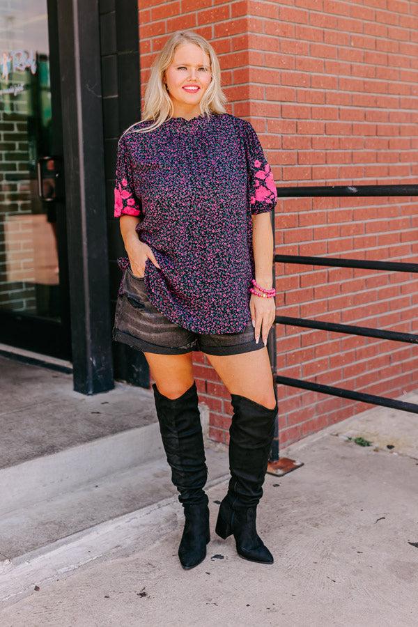 Stay Near Embroidered Shift Top Curves Product Image