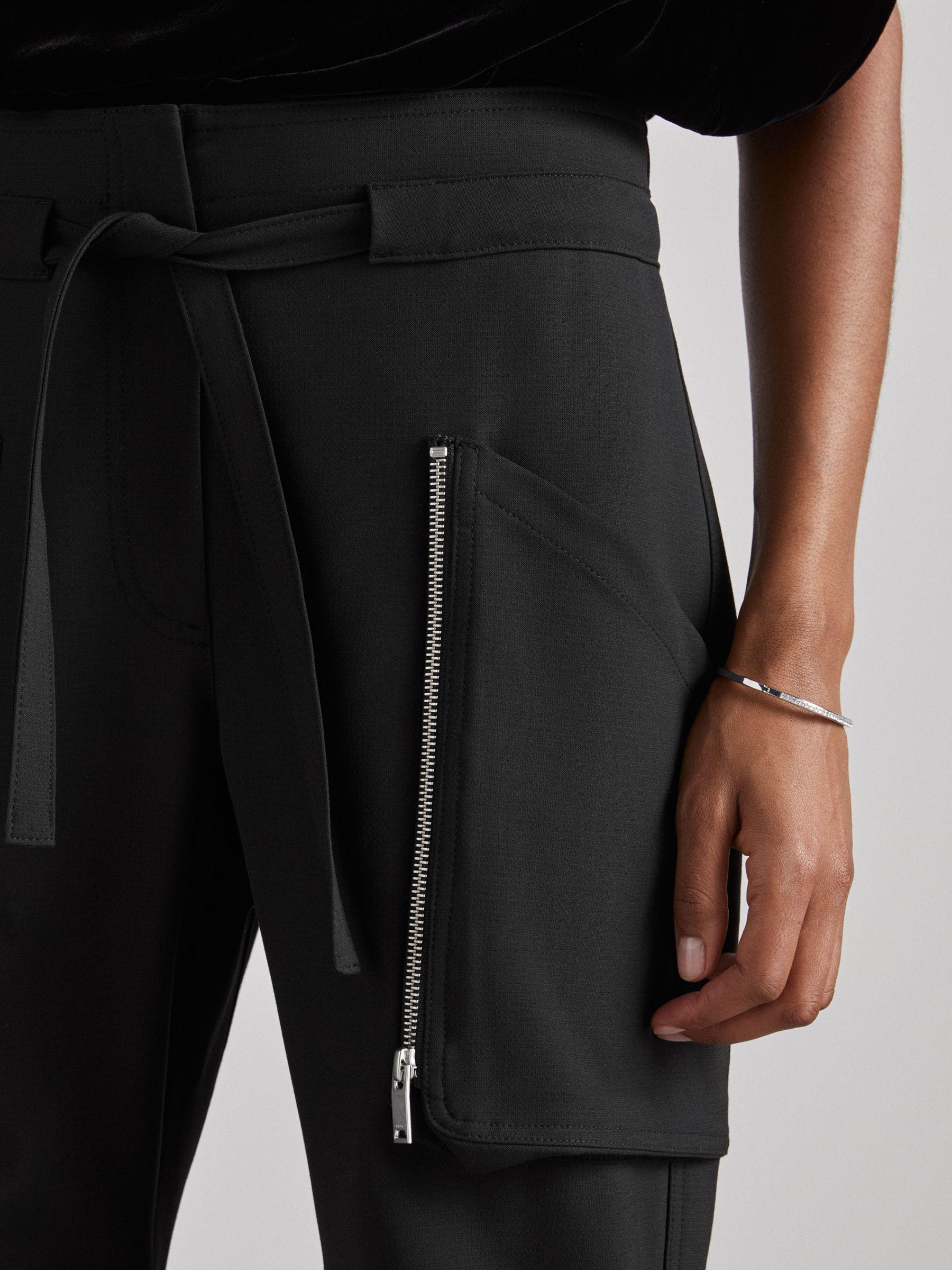 Atelier Zipped Crepe Trousers in Black Product Image