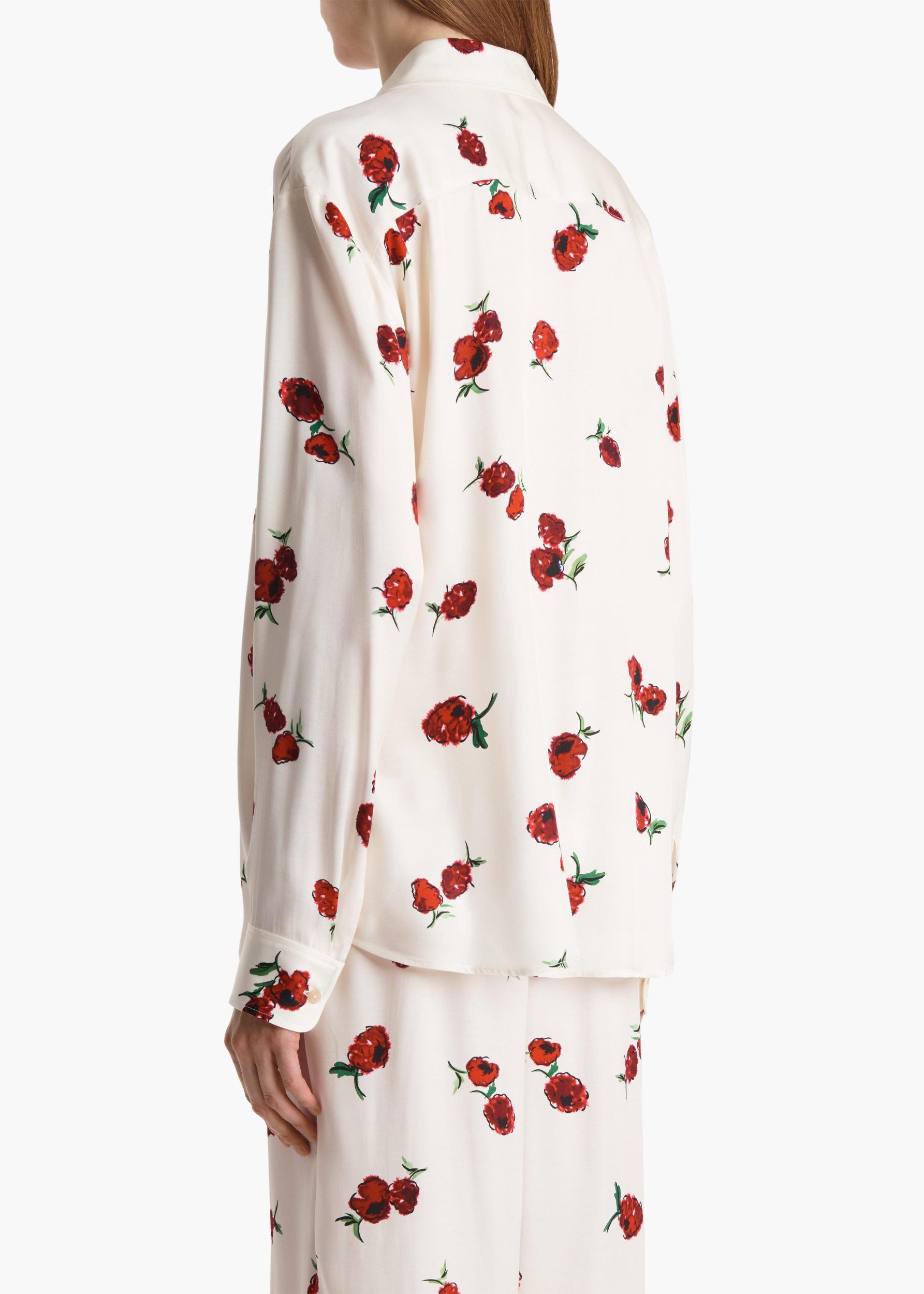 Argo Top in Cream with Raspberry Print Product Image