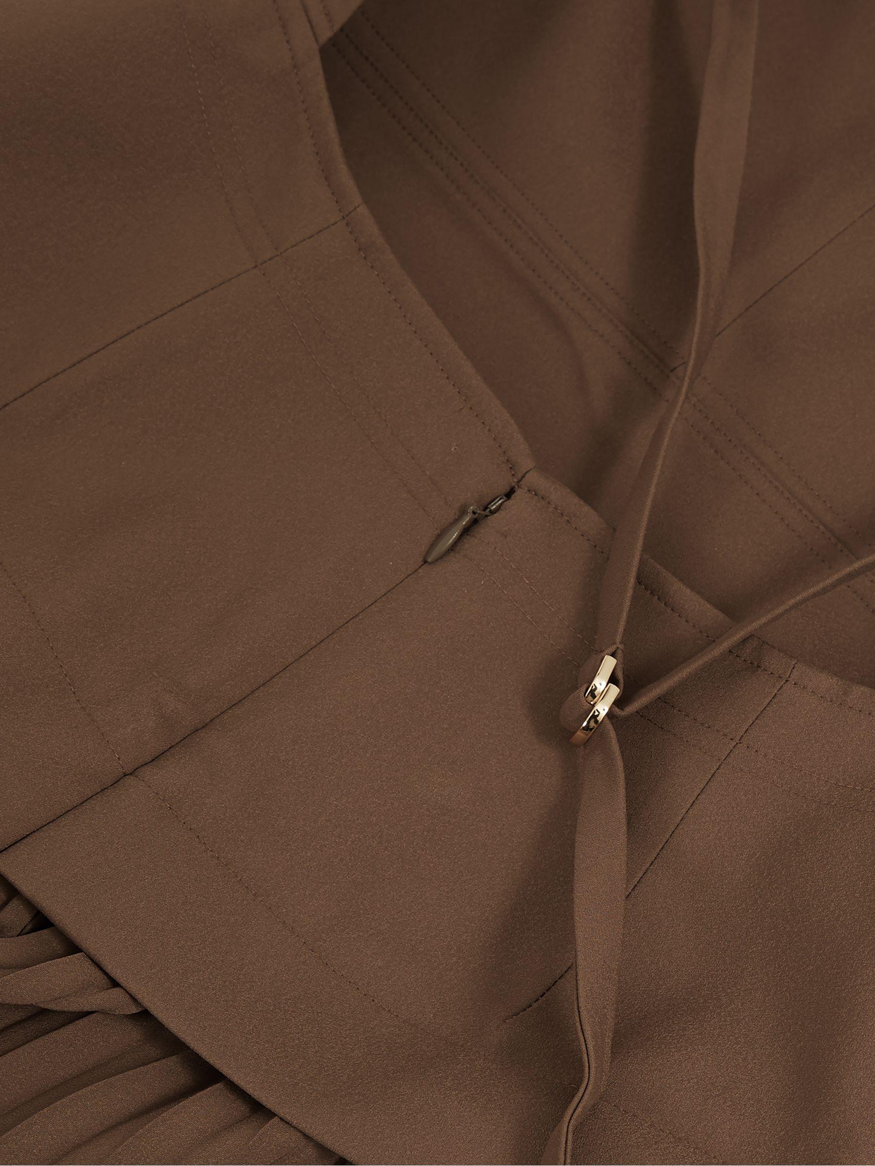 Acler Linen Blend Pleated Midi Brown Dress in Brown Product Image