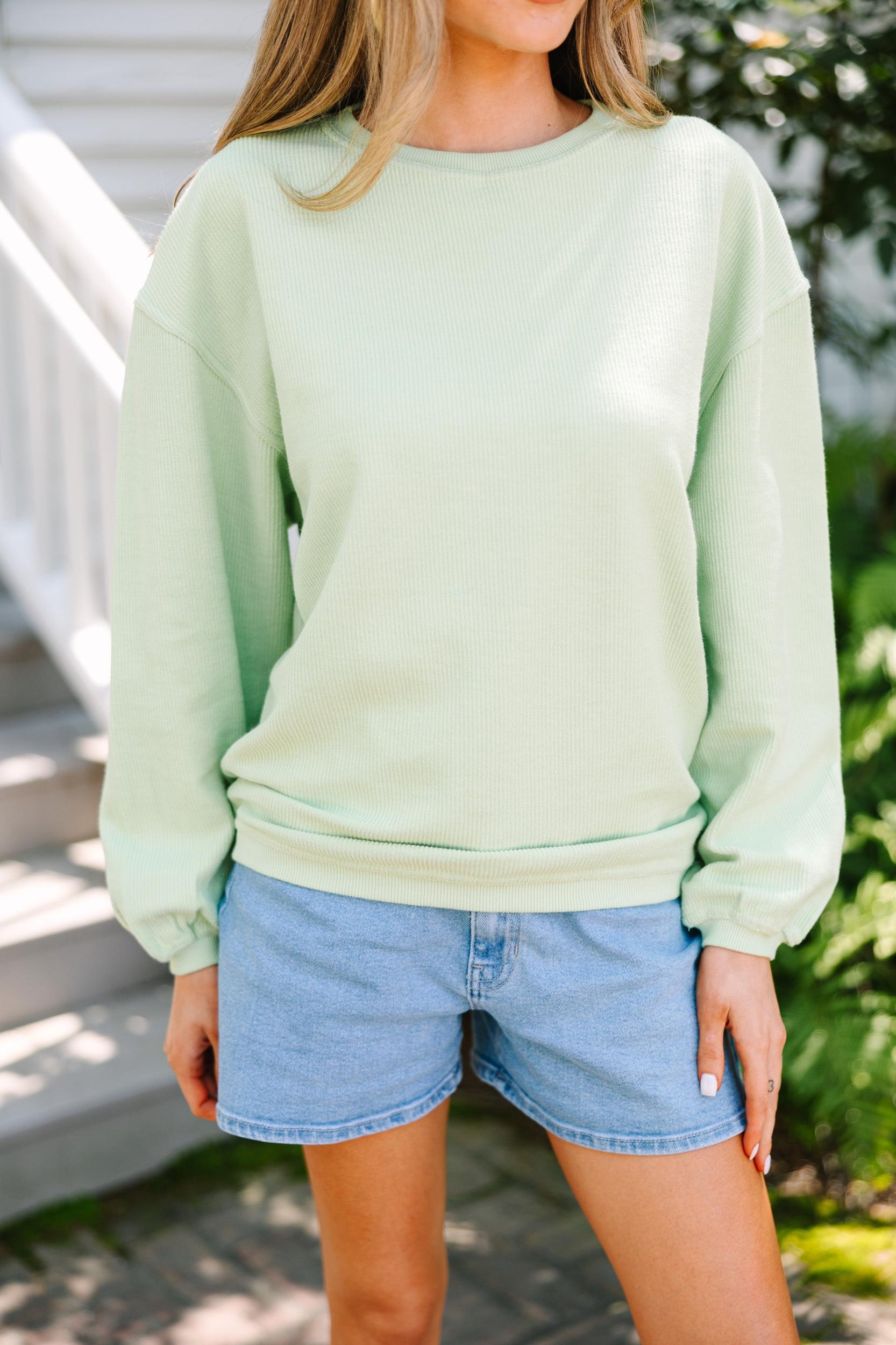 Get Together Melon Green Corded Sweatshirt Female Product Image